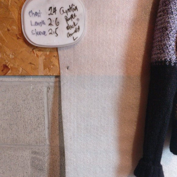 Wool 87% Mohair 9% Mohair blend Lavender black Chunky Knit Sweater XL - Picture 8 of 8